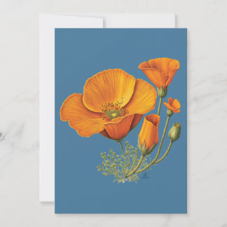 Niedliche California Poppy Blume Vintag Style Card Feiertagskarte