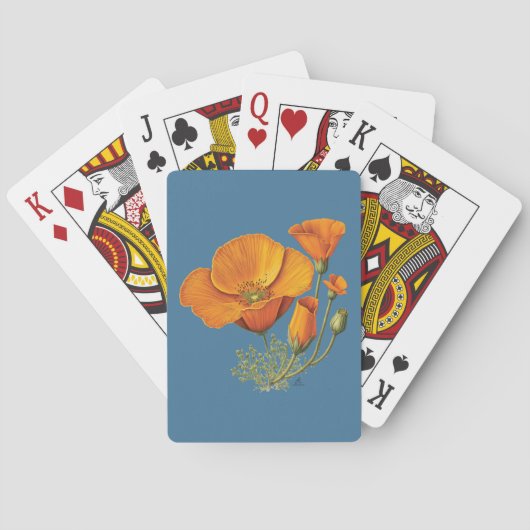 Niedliche California Poppy Blume Vintage Spielkart Spielkarten (Rückseite)