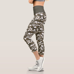 Niedliche Camouflage Graue und weiße Camouflage Capri Leggings