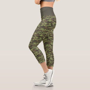 Niedliche Camouflage Green Camouflage Capri Leggings
