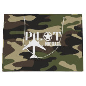 Niedliche Camouflage Pilot Typografie, personalisi Große Geschenktüte (Vorderseite)