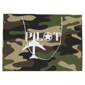 Niedliche Camouflage Pilot Typografie, personalisi Große Geschenktüte (Rückseite)