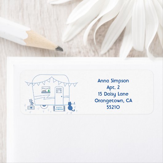 Niedliche Camper-Rücksendeadressen-Aufkleber für j (Insitu)