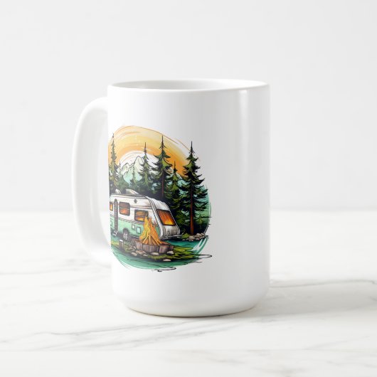 Niedliche Camping-Liebhaber fügen Monogramm hinzu Kaffeetasse (Vorderseite Links)