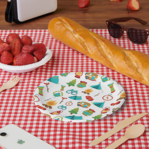 Niedliche Campings-Party-Musterplatte Pappteller