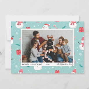 Niedliche Candy Canes und Snowmen Foto Feiertagskarte