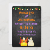 Niedliche Candy Corn Couple Halloween FOTO Hochzei Save The Date (Rückseite)