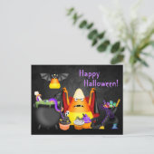 Niedliche Candy Corn Spooky Leckereien Happy Hallo Postkarte (Stehend Vorderseite)