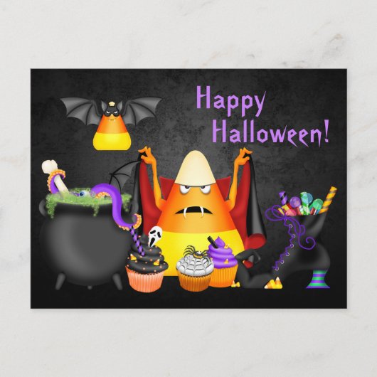 Niedliche Candy Corn Spooky Leckereien Happy Hallo Postkarte (Vorderseite)