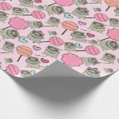 Niedliche Candy-Mops Geschenkpapier (Ecke)