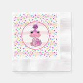 Niedliche Candy Sprinklen und rosa Frosch Geburtst Serviette (Vorderseite)