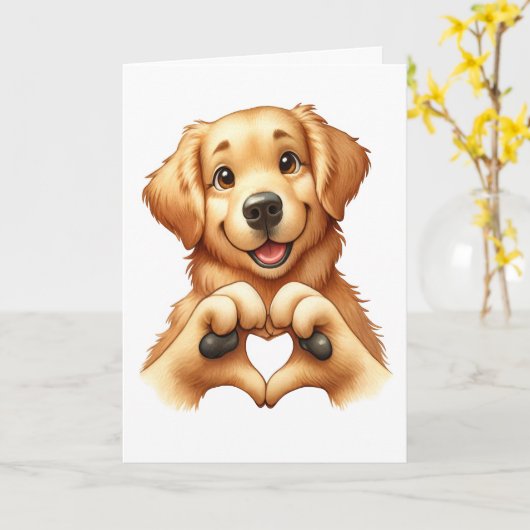 Niedliche Canine Liebe Card Karte (Gelbe Blume)