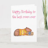 Niedliche Capybara "best mum ever" Geburtkarte Karte (Vorderseite)
