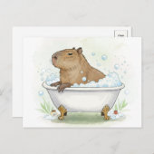 Niedliche Capybara Blasen Bath Postkarte (Vorne/Hinten)