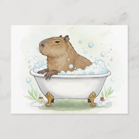 Niedliche Capybara Blasen Bath Postkarte (Vorderseite)