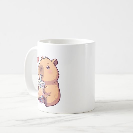 Niedliche Capybara Boba Tea Blase für Mädchen Kaffeetasse (Vorderseite Links)