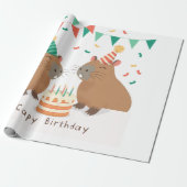 Niedliche Capybara-Familie zum Geburtstag Geschenkpapier (Ungerollt)