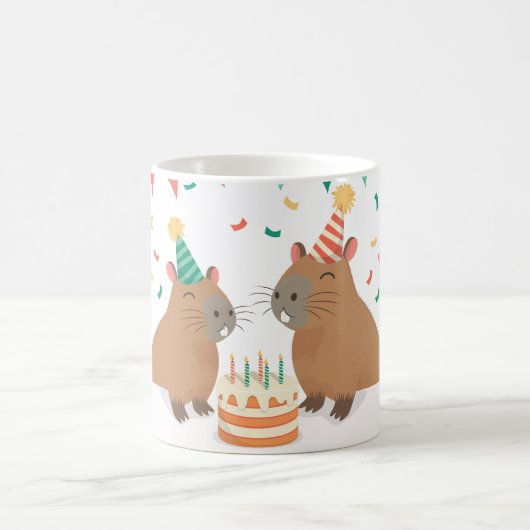 Niedliche Capybara-Familie zum Geburtstag Kaffeetasse (Mittel)