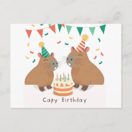 Niedliche Capybara-Familie zum Geburtstag Postkarte