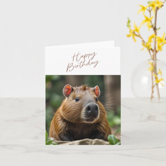 Niedliche Capybara Geburtstagskarte Karte (Gelbe Blume)
