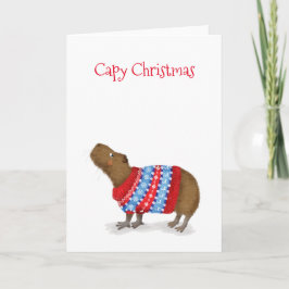 Niedliche Capybara in einer Weihnachtsjumperkarte Karte