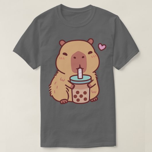 Niedliche Capybara-Lieben trinken Blumentee T-Shirt (Design vorne)