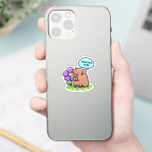Niedliche Capybara mit Blume Aufkleber (Telefon)
