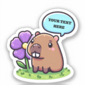 Niedliche Capybara mit Blume Aufkleber (Vorderseite)