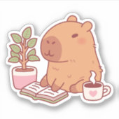 Niedliche Capybara mit einem guten Lese- und Kaffe Aufkleber (Vorderseite)