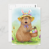 Niedliche Capybara mit Ostereiern Postkarte (Vorne/Hinten)