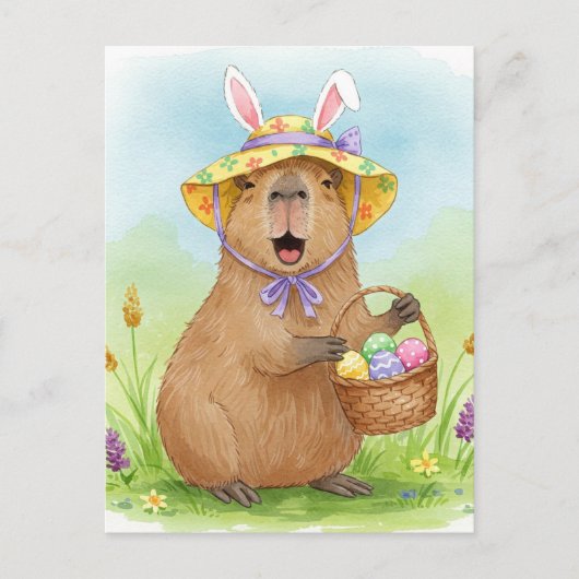 Niedliche Capybara mit Ostereiern Postkarte (Vorderseite)
