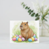 Niedliche Capybara mit Ostereiern Postkarte (Stehend Vorderseite)