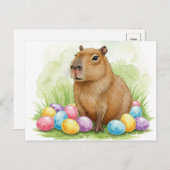 Niedliche Capybara mit Ostereiern Postkarte (Vorne/Hinten)