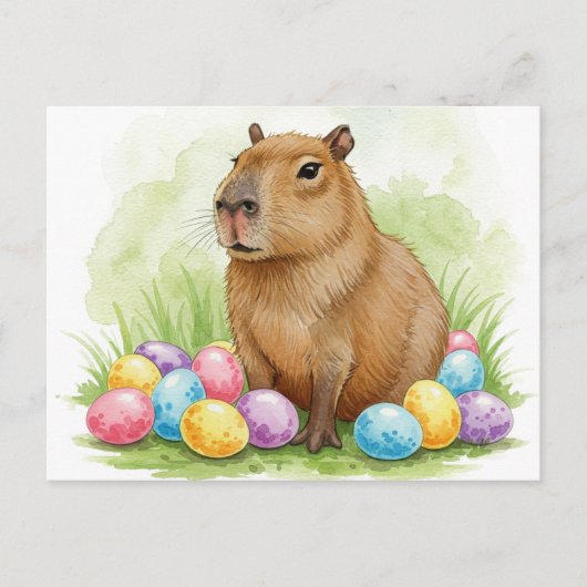 Niedliche Capybara mit Ostereiern Postkarte (Vorderseite)