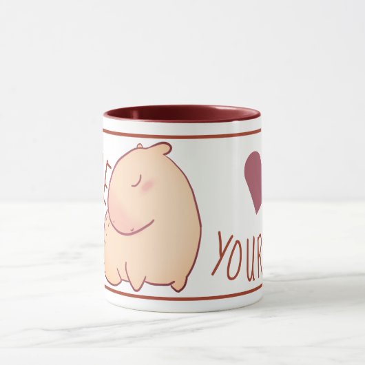 Niedliche Capybara Rot Zwei-Tonen-Tasse Tasse (Zentrum)