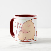 Niedliche Capybara Rot Zwei-Tonen-Tasse Tasse (Vorderseite Links)