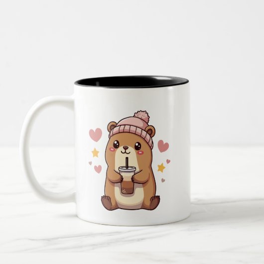Niedliche Capybara-Tasse Zweifarbige Tasse (Links)