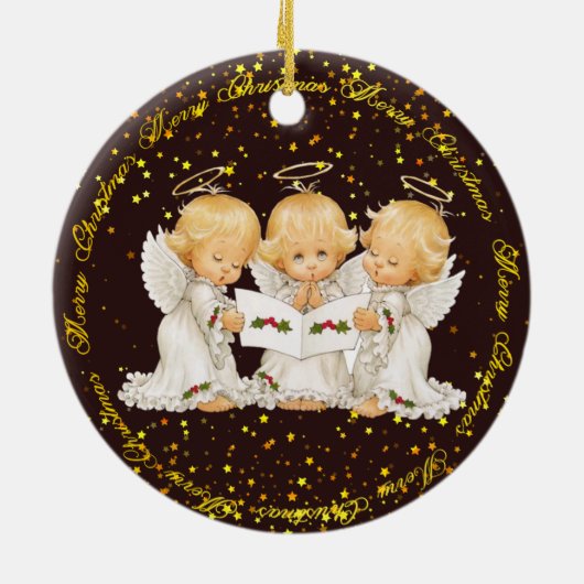 Niedliche Caroling Engels-erstklassige Keramik Ornament (Hinten)