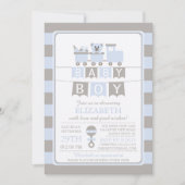 Niedliche Carriage Bear Boy Baby Shower Einladung (Vorderseite)
