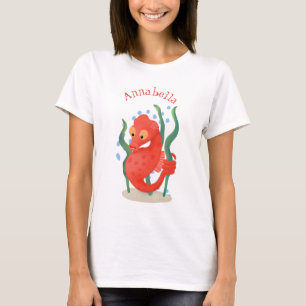 Niedliche Cartoon-Abbildung des Pygmäen-Seepferds T-Shirt