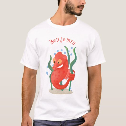 Niedliche Cartoon-Abbildung des Pygmäen-Seepferds T-Shirt (Vorderseite)