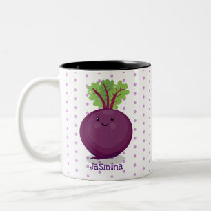 Niedliche Cartoon-Abbildung für glückliche Rübenwu Zweifarbige Tasse