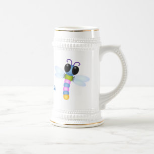 Niedliche Cartoon-Abbildung in Blau und Rosa Bierglas