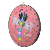 Niedliche Cartoon-Abbildung in Blau und Rosa Dartscheibe (Vorderseite rechts)