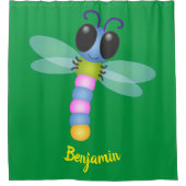 Niedliche Cartoon-Abbildung in Blau und Rosa Duschvorhang (Vorderseite)