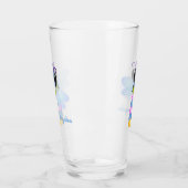 Niedliche Cartoon-Abbildung in Blau und Rosa Glas (Links)