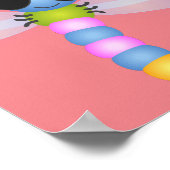 Niedliche Cartoon-Abbildung in Blau und Rosa Poster (Ecke)