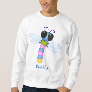 Niedliche Cartoon-Abbildung in Blau und Rosa Sweatshirt