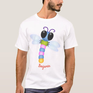 Niedliche Cartoon-Abbildung in Blau und Rosa T-Shirt