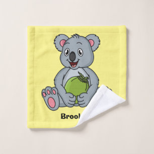 Niedliche Cartoon-Abbildung Koala und Kokosnuss Badhandtuch Set
